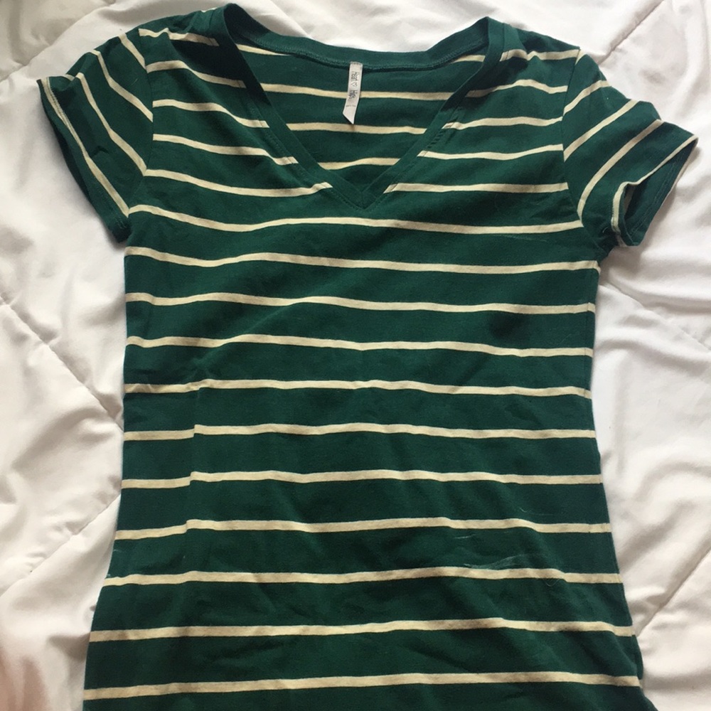 Small Green and beige stripe shirt